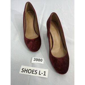 Womans 14th & Union Pumps 9m Red Velvet Block Heel Slip On